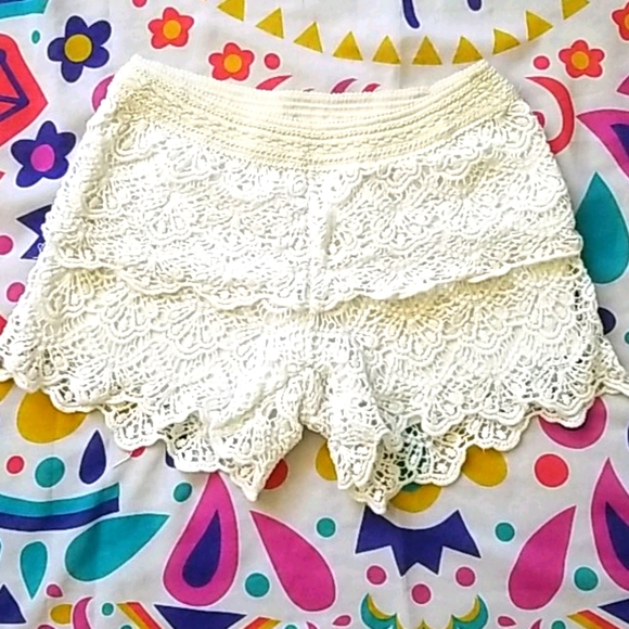 Justice Other - Justice Off White Ruffle Lace Shorts